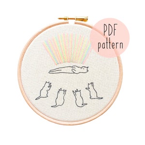 Levitating Cat PDF embroidery pattern| Cat embroidery pattern | Embroidery pattern download | Embroidery pattern