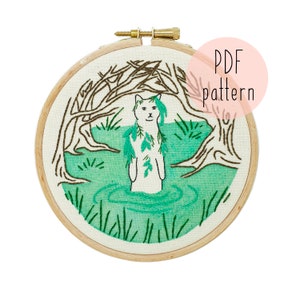 PDF Swamp Cat, Cat embroidery pattern, Embroidery pattern download, Embroidery for beginners