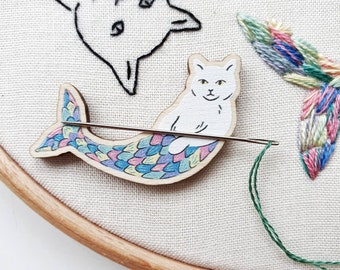 Mercat needle minder, needle minder, cat needle minder, needle holder, magnetic needle holder
