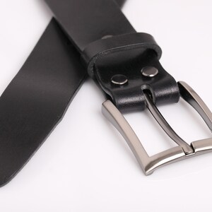 Black Natural Leather Classic Belt for men image 3