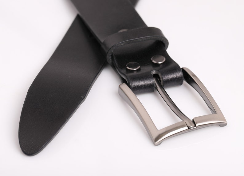 Black Natural Leather Classic Belt for men image 3