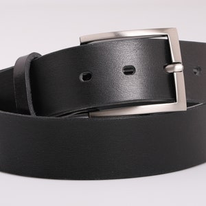 Black Natural Leather Classic Belt for men image 1