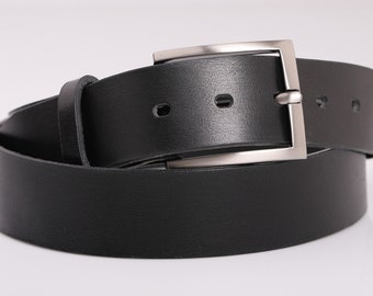 Black Natural Leather Classic Belt for men