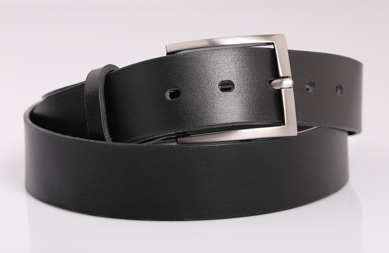 Black Natural Leather Classic Belt for men image 1