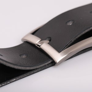 Black Natural Leather Classic Belt for men image 2