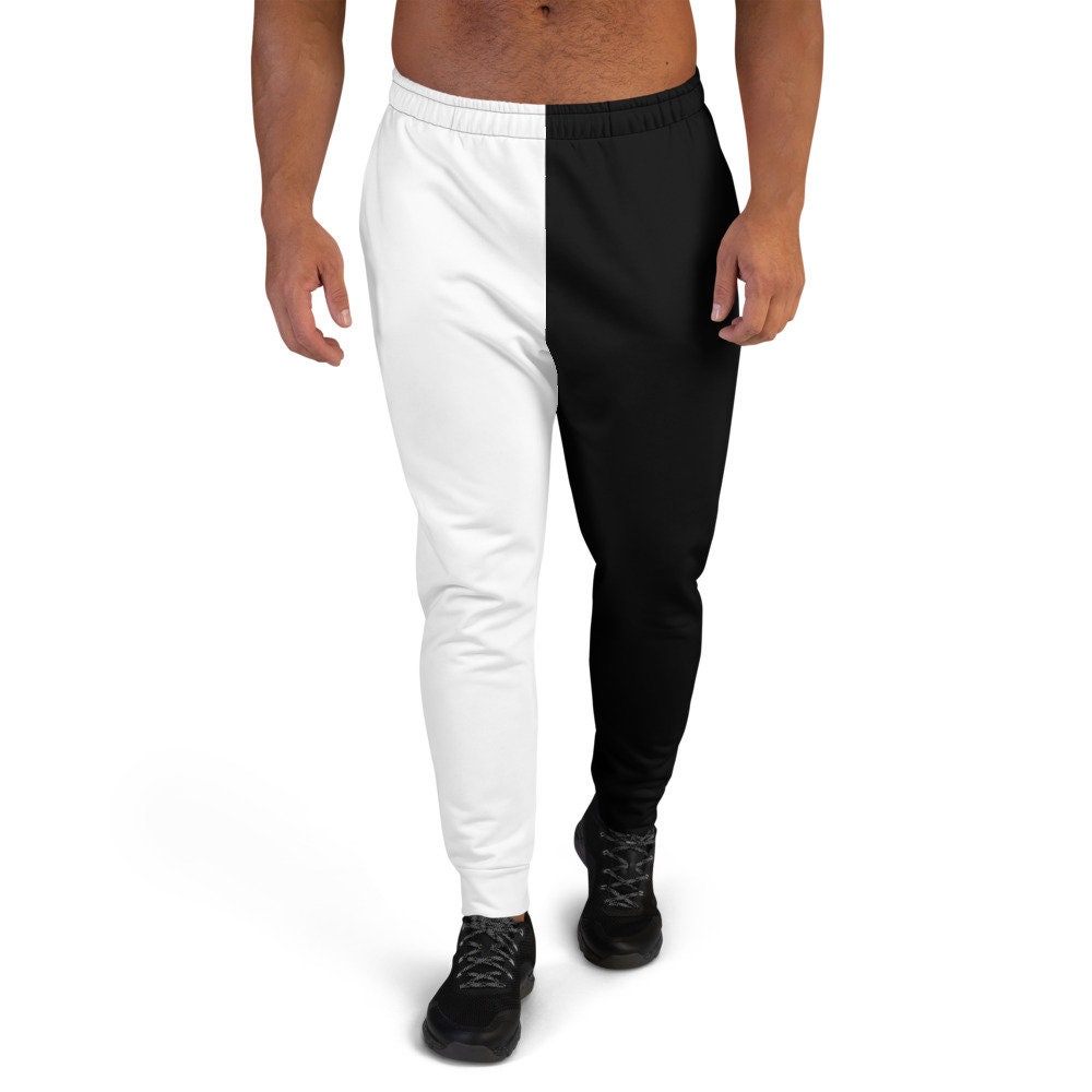 black and white joggers mens