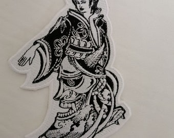 Denim Patch Jas Patch Japanse Geisha geborduurde Patch Sew On Back Patch Geborduurd ijzer