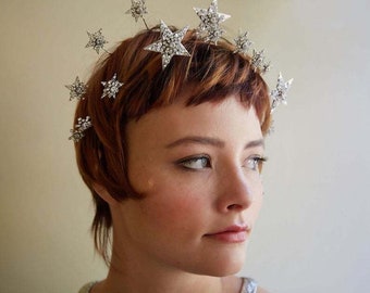 Diadème de mariée étoile, diadème de fête d'anniversaire en cristal, couronne, cadeau de diadème de cheveux de fille de fleur de luxe, décorations de mariage casque de mariée