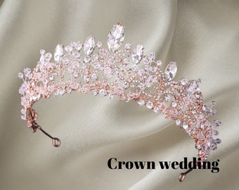 Pink Crystal Tiaras for Women, Princess Crown Wedding Tiaras and Crowns for Women Tiaras for Girls Birthday prom dress wedding dress