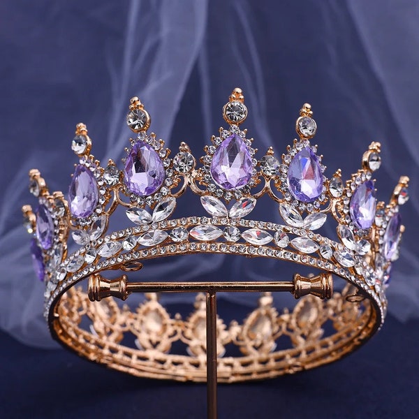 Purple queen Princess Tiaras and Crowns Wedding Tiara and Crown for Bride, Quinceanera, Birthday, Prom, Pageant, Party, engagement