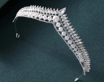 Pearl Tiara Crown, Hair Hoop for Wedding Prom Party Hair Jewelry Tiara Birthday New Year Christmas baroque Headpiece