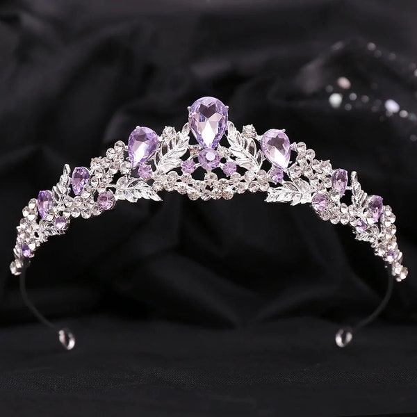 Purple Crown for Women, Queen of Heart Crown, Royal Queen Crown, Princess Tiara for Bride Headpiece, Birthday Gift costume