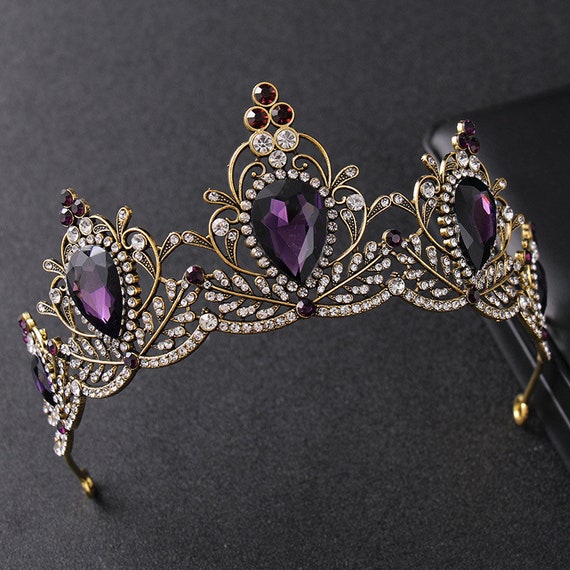 Purple tiara Wedding Tiara,Bridal Tiara,Wedding Accessory,Bridal Headpiece,Retro Tiara,Rhinestone Tiara,Wedding Crown,Purple Tiara, birthday