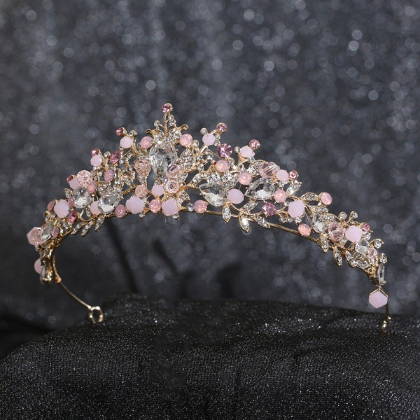 Pink Jewels, Tiara, Crown, Princess tiara, wedding tiara, Princess crown, Hair accessories,hair accessories, costume tiara birthday