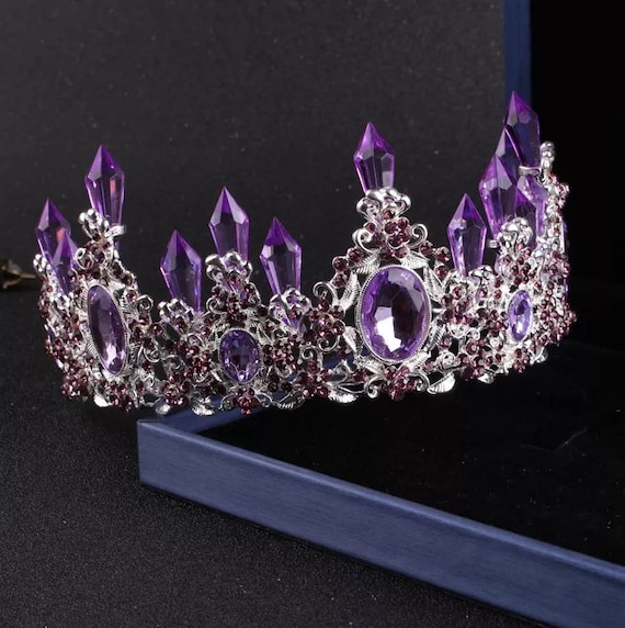 Purple tiara Crown Rhinestone Crown Headband Wedding Bride Princess Queen Hair Tiara, Bridal jewelry set Christmas gifts anniversary bride