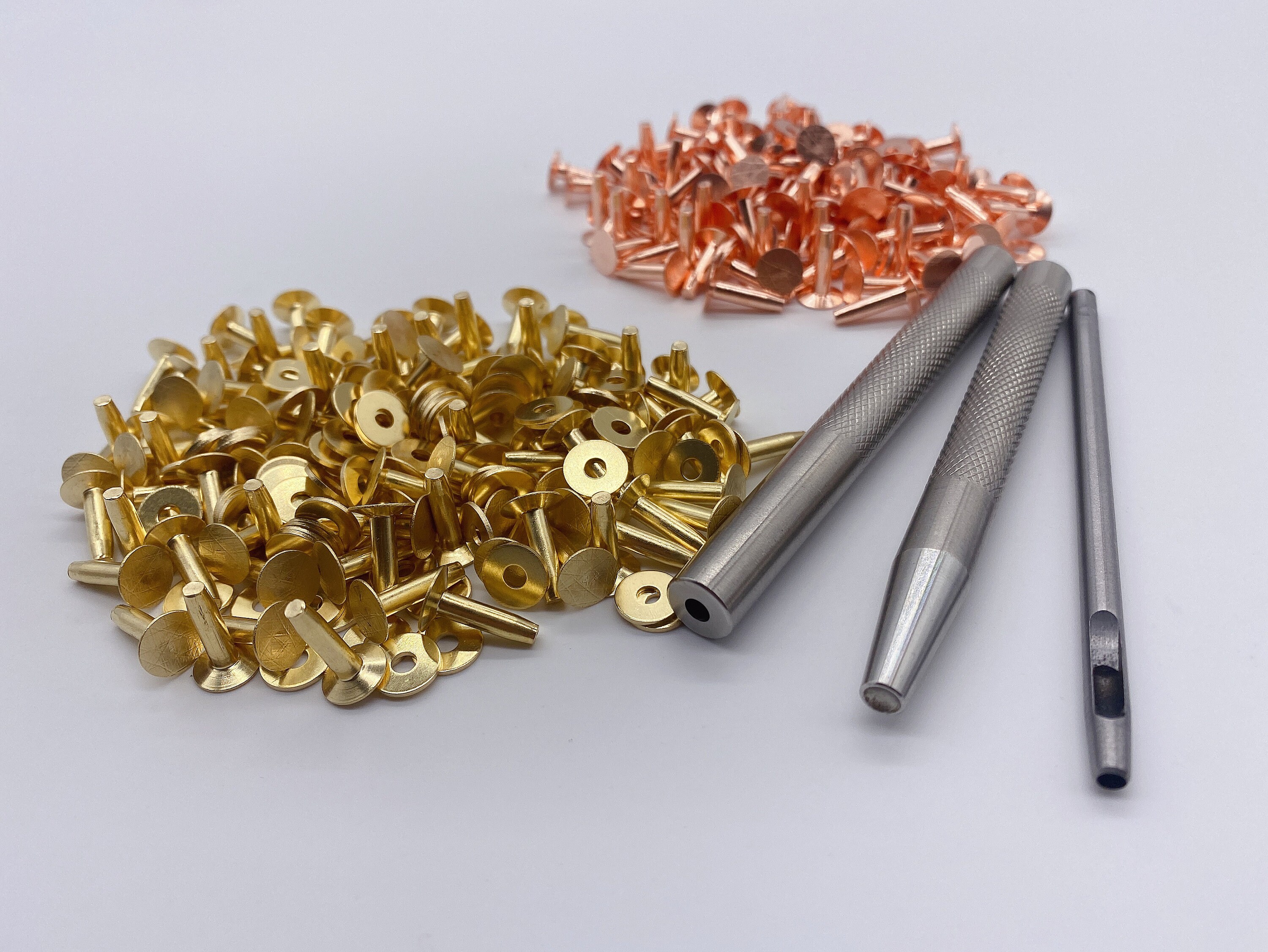 Solid brass/copper 9mm hose saddlers rivets with setting tools Etsy