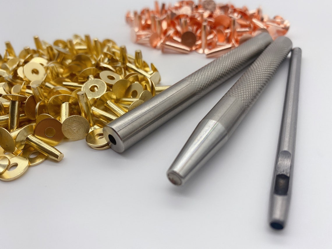Solid brass/copper 9mm hose saddlers rivets with setting tools Etsy