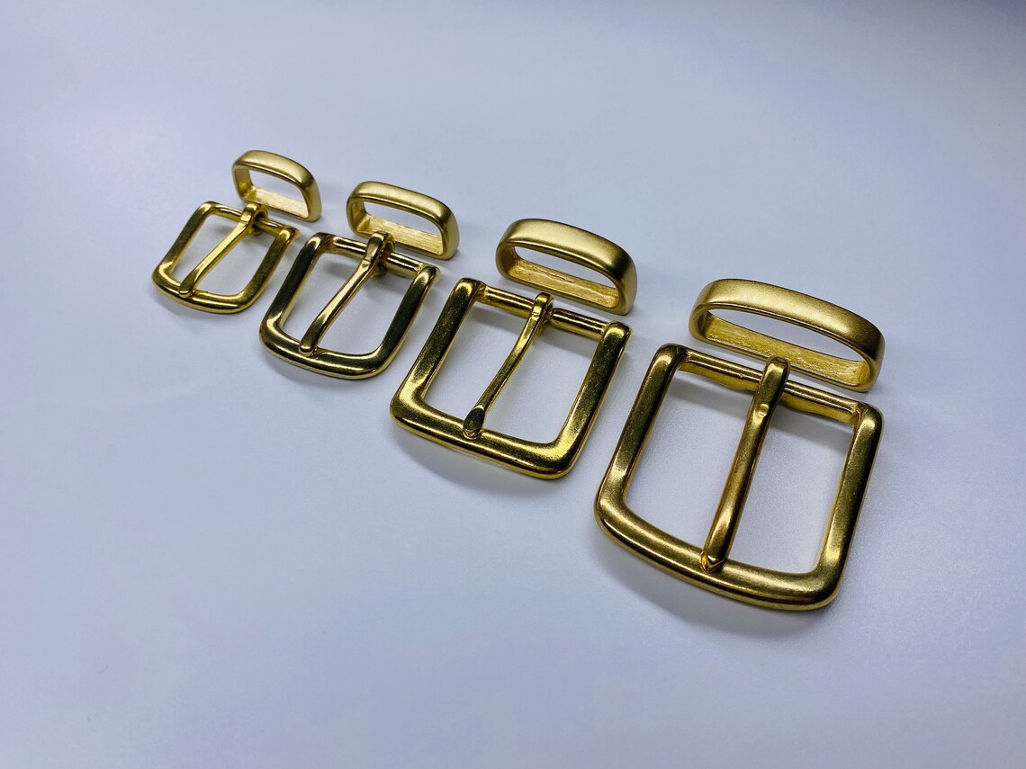 Solid Brass Belt Buckle Belt Loop Set Leather Craft Hardware Etsy UK