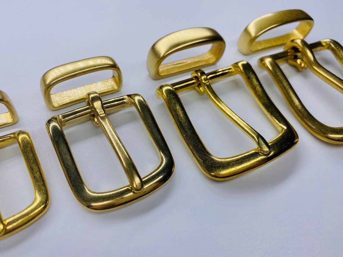 Solid Brass Belt Buckle Belt Loop Set Leather Craft Hardware Etsy UK
