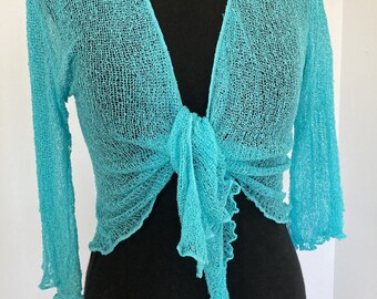 Bolero wrap jacket knit mesh look one size