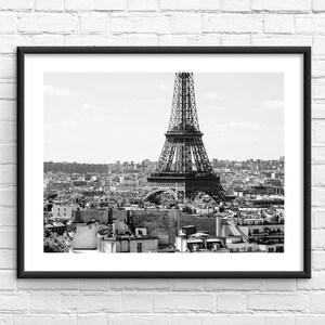 Torre Eiffel - Descarga digital - Blanco y negro - Tejados de París - Fotografía de París - Fotografía de viajes - Descarga digital -