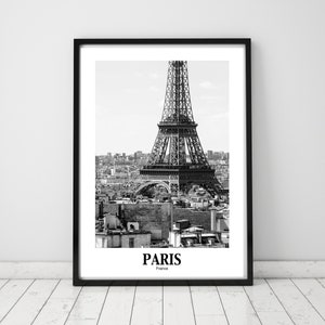 Torre Eiffel - Descarga digital - Blanco y negro - Tejados de París - Fotografía de París - Fotografía de viajes - Descarga digital -