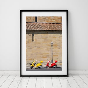 Red and Yellow Scooters - Digital Download - Fiesole - Italy Photography - Vespa - Digital Download -
