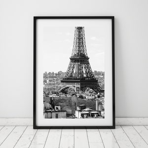 Eiffel Tower - Digital Download - Black and White - Rooftops of Paris - Paris Photography - Travel Photo - Digital Download -