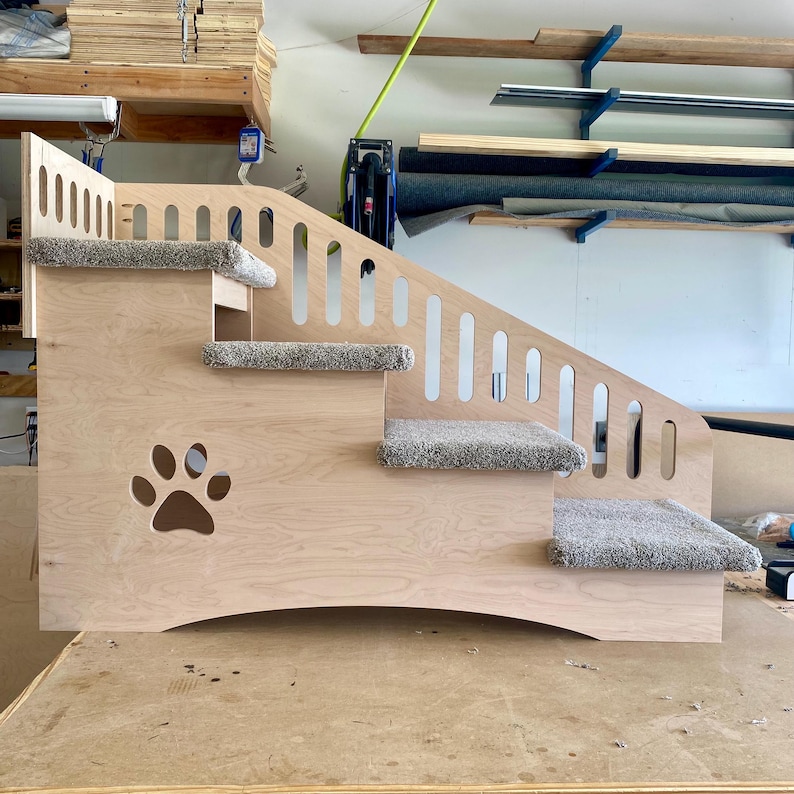 Deep Dog Stairs for Large Dogs – 30” Tall Wooden Pet Steps for High Beds image 3