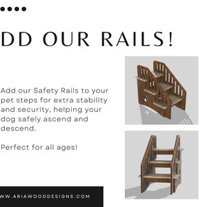 Image showing an add-on option of rails attached to the sides of pet steps, designed to enhance safety and security for pets climbing up and down.