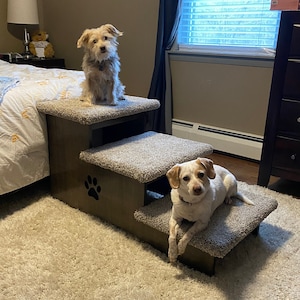Pet Steps for Bed Dog Stairs HUGE 24high X 17wide X 60deep for Big and Small Dogs 5 200 Lbs Beautiful Plush Tan or Gray Carpet Etsy