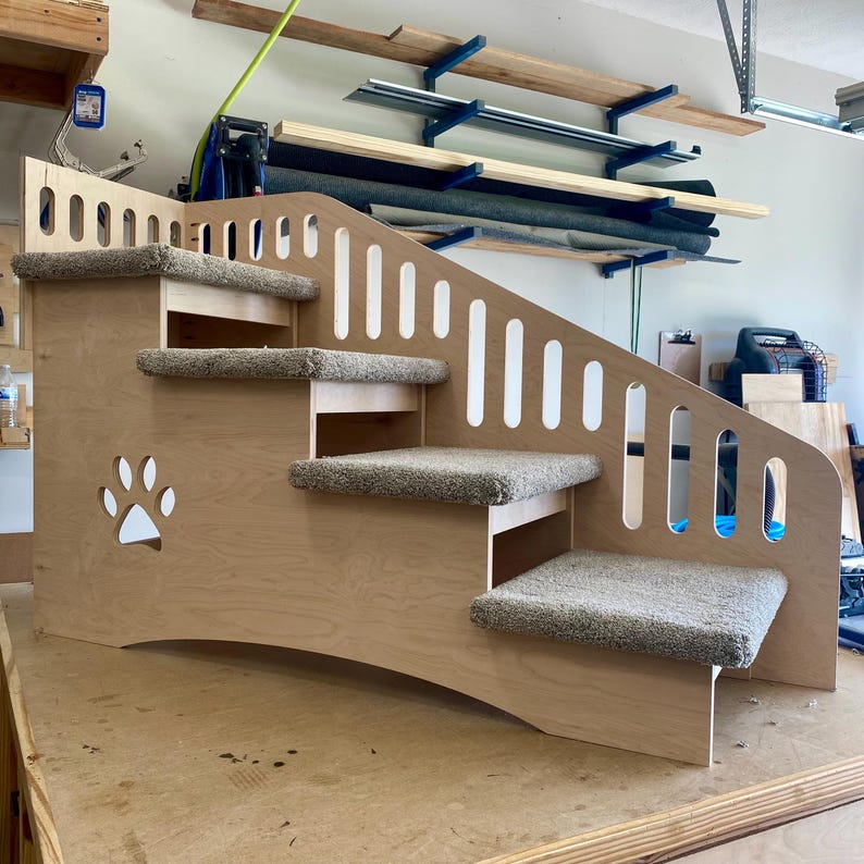 Deep Dog Stairs for Large Dogs – 30” Tall Wooden Pet Steps for High Beds image 2