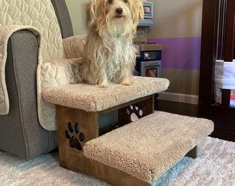 Pet Steps 15 Inches Tall Handcrafted Dog Stairs Made-to-Order Helps dogs with arthritis joint pains hip dysplasia and more