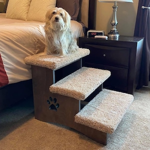 Pet Steps for Dogs 23 Inches Tall Handcrafted Modern Wood Pet Furniture Helps with arthritis joint pains hip dysplasia