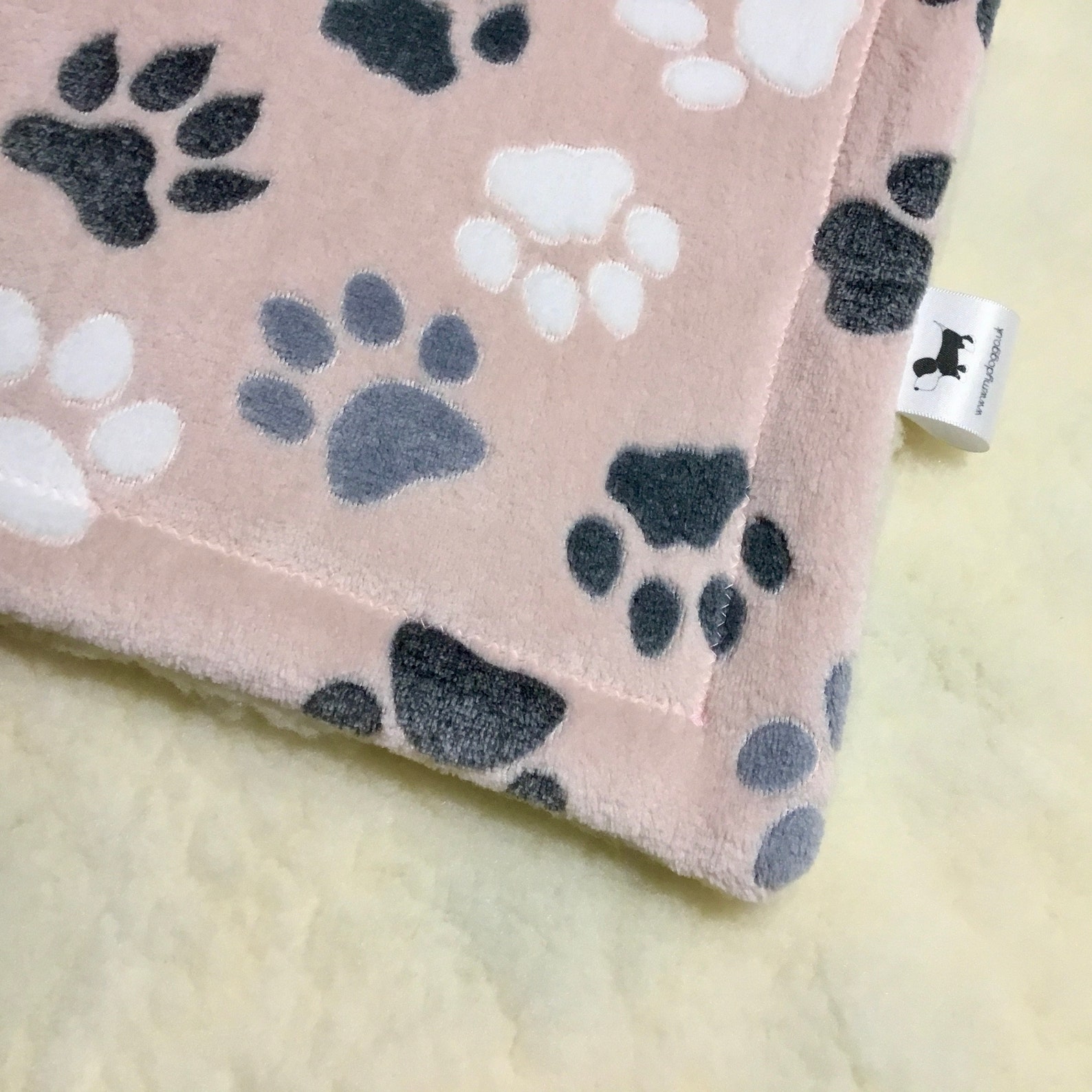 Dusky Pink Paw Pet Blanket double sided cuddle fleece with Etsy
