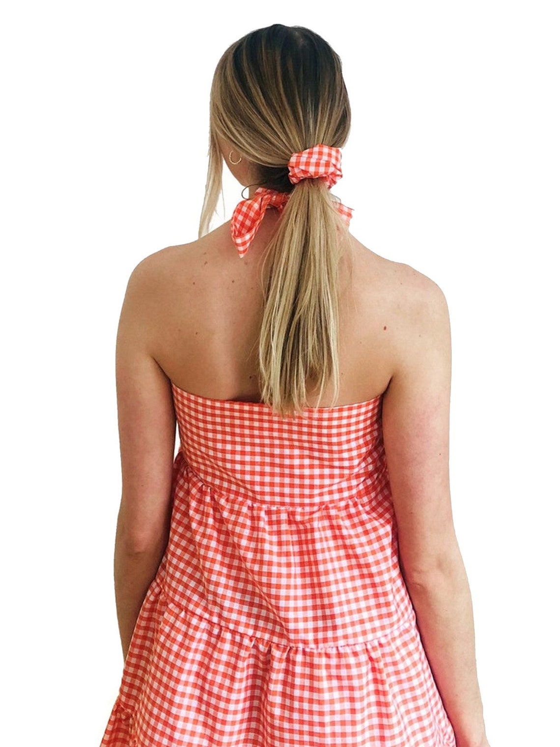 Handmade Gingham Summer Mini Dress with Matching Scrunchie | Etsy