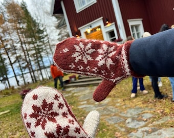 Northfield Mittens Knitting Pattern: Nordic Snowflake Colorwork (Digital PDF)