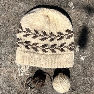 Norah Hat Knitting Pattern Digital pdf,  colorwork, fair isle knitting, floral vine motif, color work chart, Christmas gift