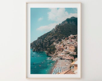 Amalfi Coast Print , Positano Framed Print , Italy Print , Italian Beach Print , Boho Wall Decor , Fine Art Print , 18x24 frame ,