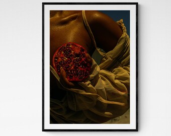 Arte de desnudo femenino, impresión de granada, impresión enmarcada de moda, arte de pared de mujer, fotografía de mujer, 12 x 16, 18 x 24, 24 x 32 pulgadas