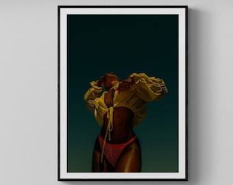 Fashion Photography Framed Print , Female Model Wall Art , Woman Posing , Fashion Clothing , Living Room Decor , Large Size