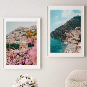 Set of 2 Amalfi Framed Print , Italy Wall Art , Positano Photography Home Decor , Beach boho Decor , Landscape Photography, 18x24 12x16