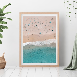 Aerial Beach Framed Print , Bondi Beach Wall Art , Australia Living Room Decor , Landscape , Surf Photography , Sydney , 12x16 18x24 24x32