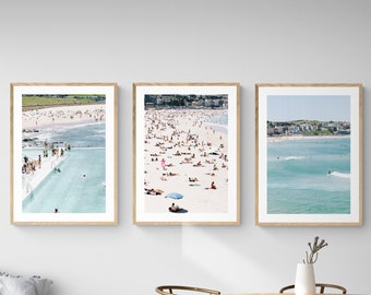 Set of 3 Bondi Beach Print, Framed Wall Art , Sydney Ocean Home Decor , Swimming Pool Fine Art, Blue Water , Boho Australia Surf Photo 18x24