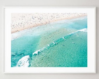 Aerial Beach Print , Framed Wall Art , Bondi Beach Home Decor , Australia Art , Surf Print , Landscape Photography ,  12x16 18x24 24x32