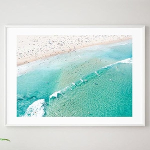 Aerial Beach Print , Framed Wall Art , Bondi Beach Home Decor , Australia Art , Surf Print , Landscape Photography ,  12x16 18x24 24x32