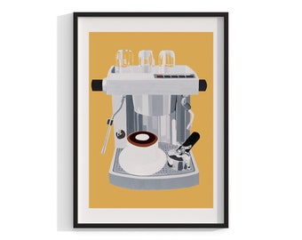 Coffee Print , Kitchen Wall Art , Framed Print , Andy Warhol Style , Cappuccino Print , Still Life Painting , Maximalist Art , Pop Art