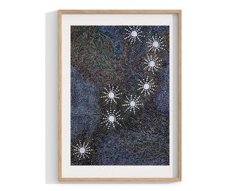 Aboriginal Framed Print , Indigenous Wall Art , Contemporary Wall Decor , Painting Living Room Decor , Australian Art , Large size