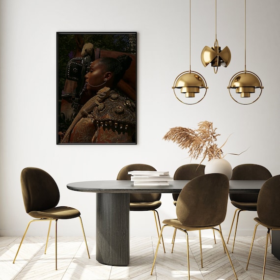 Fashion Photography Framed Print , Portrait Wall Art , Horse Print , Female Model , Animal Living Room Decor , Large Size