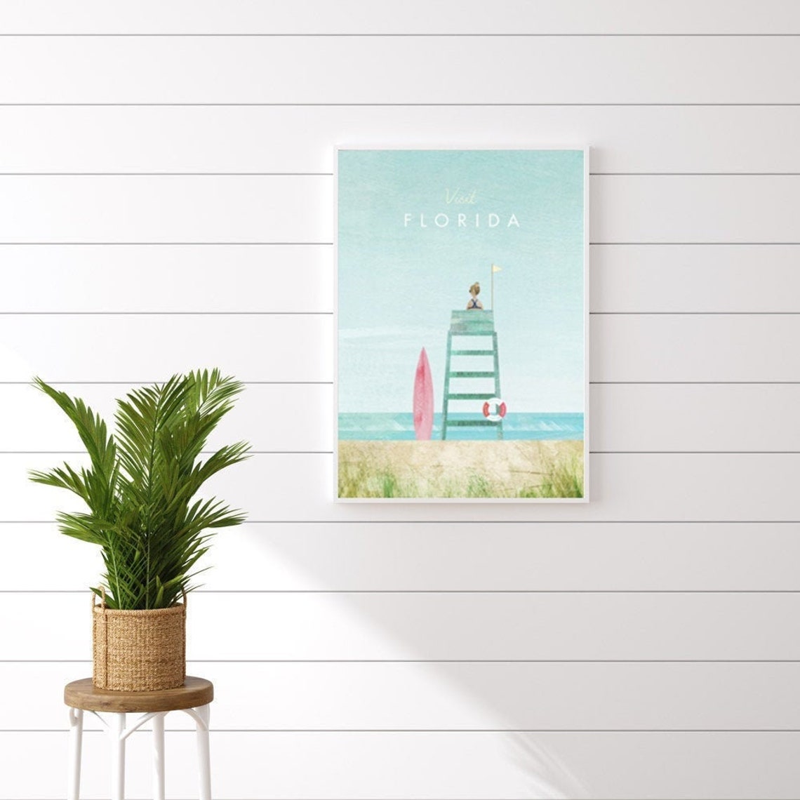 Florida Print Vintage Wall Art Framed Print Beach Wall Etsy